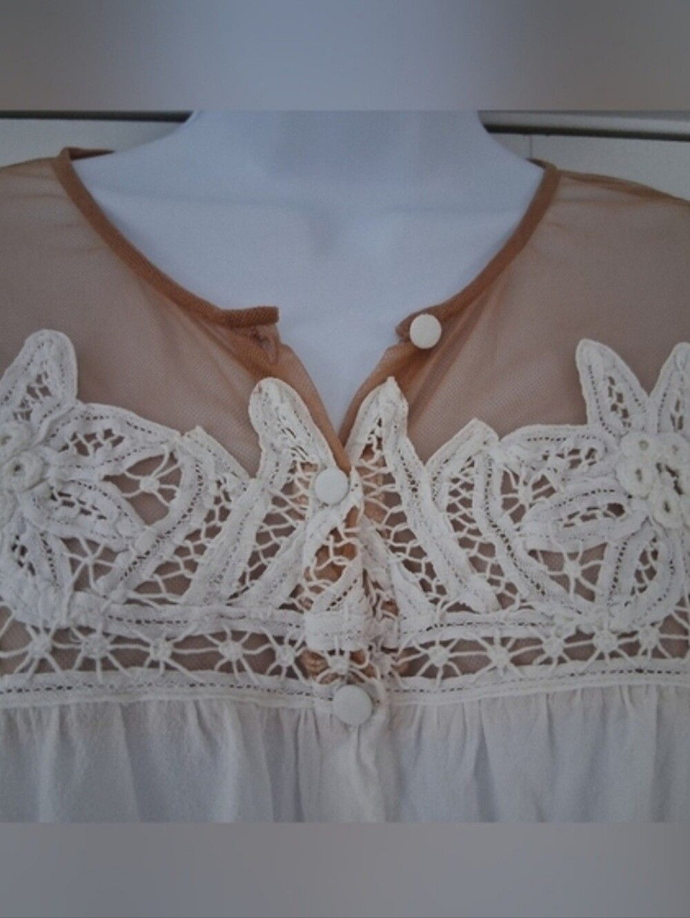 For Love And Lemons Cream Crochet Lace Peasant Blouse - Picture 10 of 11